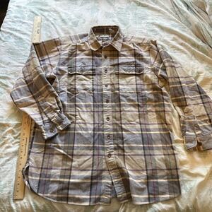 Vintage L.L. Bean Flannel Shirt Mens L Long Tall Blue Beige Plaid well made